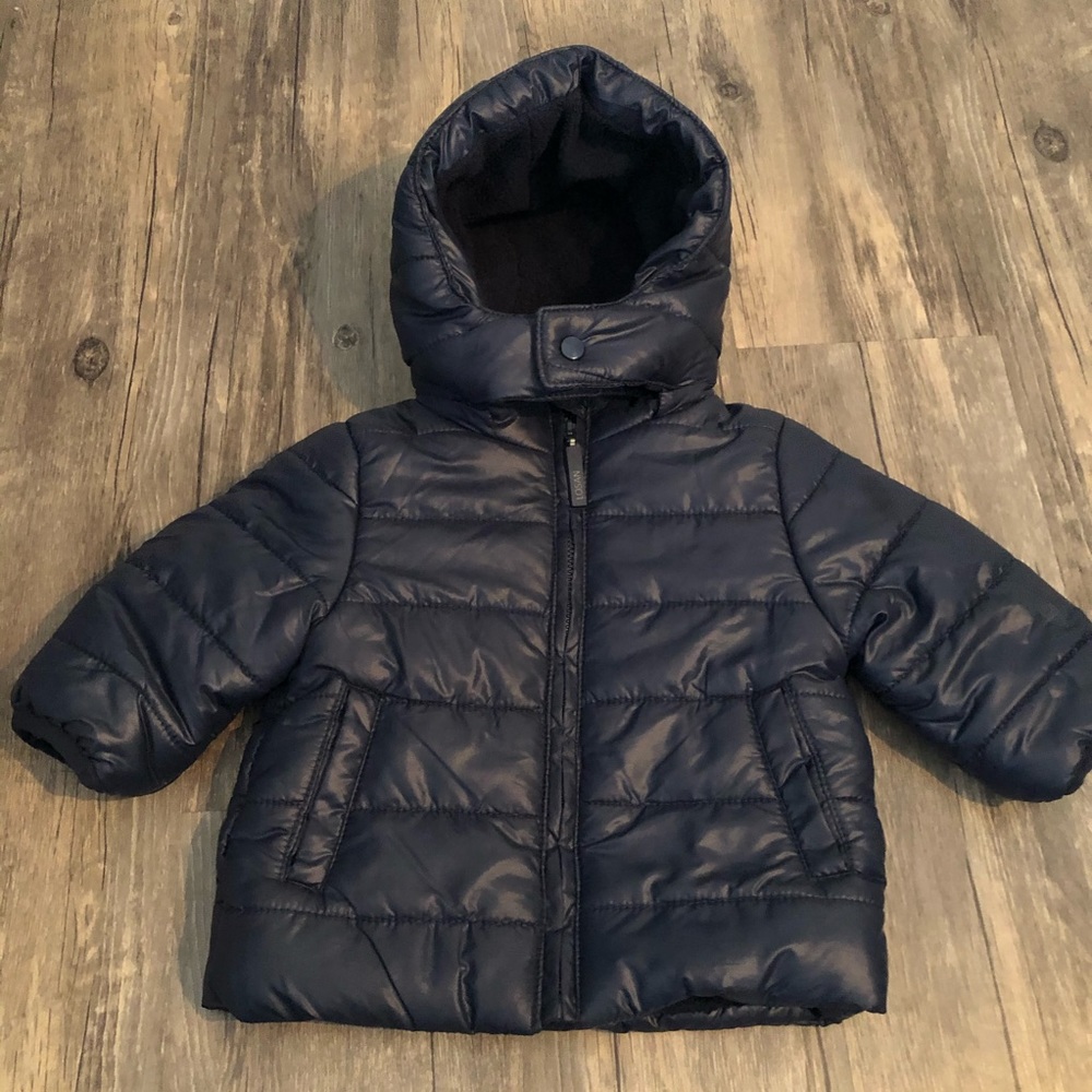 Fleece lined puffer coat with hood